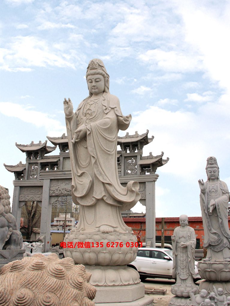 大型石雕觀音像滴水觀音三面觀音四面觀音圖片