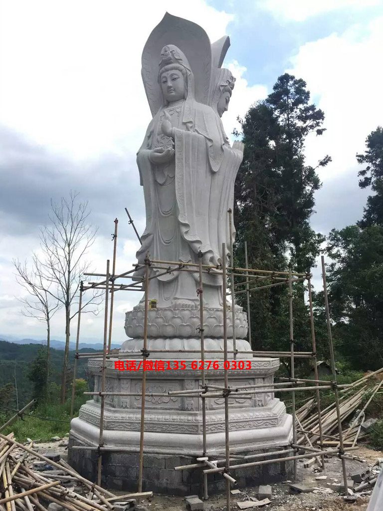 大型石雕觀音像滴水觀音三面觀音四面觀音圖片