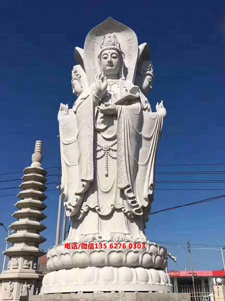 大型石雕觀音像滴水觀音三面觀音四面觀音圖片