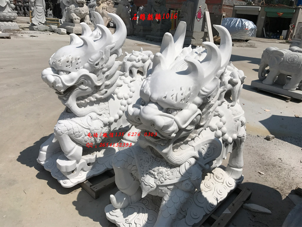 石雕麒麟圖片 麒麟雕刻圖片大全_門口擺放麒麟